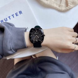 ( black)fashion silica gel belt three man watch man watch-face quartz watch-fa..