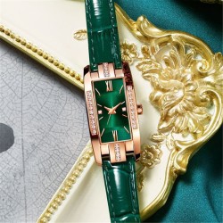 ( green) samll watch-face diamond samll square lady watch woman watch-face ret..