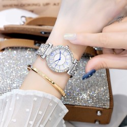 (Gold) fully-jewelled lady watch woman watch-face quartz watch-face watch woma..
