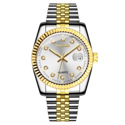 fashion diamond classic gold watch-face man watch man watch-face steel belt ma..