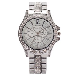 ( Silver) fashion fully-jewelled three diamond man watch man watch-face quartz