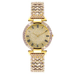 (Gold) fully-jewelled Rome lady watch woman watch-face quartz watch-face Brace..