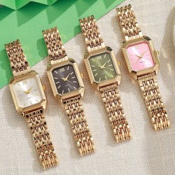 ( Black face) steel belt lady watch  woman student fashion brief square quartz..