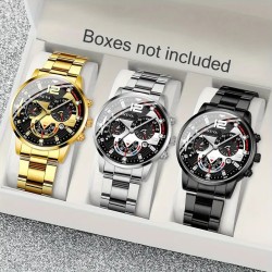 ( blackGENEVA)man watch  day steel belt multicolor man watch-face  night-lumin..