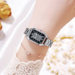 EO square retro woman watch-face steel belt lady wrist-watches