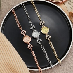 (Gold)lady watch  three  brief Bracelets  watch  watch-face  Metal woman watch..