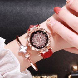 ( red) print diamond fashion trend lady watch-face quartz watch-face leisure