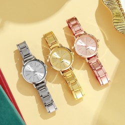 ( Silver) watch fashion watchband gold steel belt quartz watch-face woman styl..