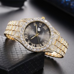 Rhinestone steel belt watch woman high day Rome quartz watch-face lady watch