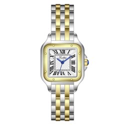 (Gold)brief samll lady quartz high stainless steel watch fashion woman style W..