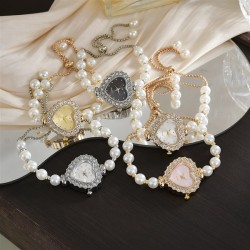 ( Pink)woman student watch heart-shaped diamond fashion temperament ornament P..