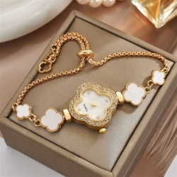 ( Rose Gold white)fine clover fashion temperament watch woman diamond samll hi..