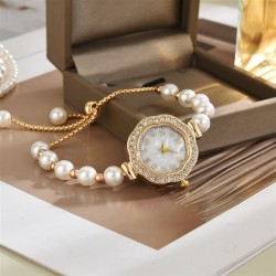 Pearl fully-jewelled sun flower dial watch samll belt high digit surface watch