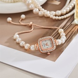 Pearl Bracelets lady quartz watch samll dial slim Bracelets quartz watch-face