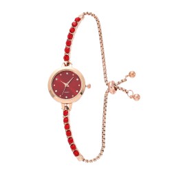 ( Rose Gold White face) girl student watch color diamondns temperament dial or..