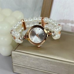 ( red) fashion lady Pearl watch elasticity personality woman watch-face