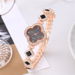 ( Rose Gold green) woman student watch clover diamondns temperament samll dial..