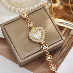 ( Rose Gold) steel belt fully-jewelled love digit dial watch samll belt high w..