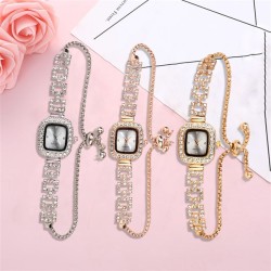 ( Rose Gold white)Korean style fashion lady watch Rhinestone square watch saml..