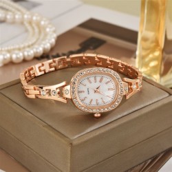 (Gold) temperament fashion diamond lady watch fully-jewelled digit calibration..