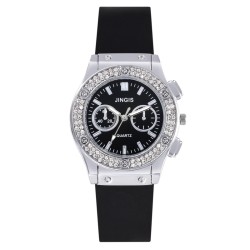 ( Black face Black Belt) leisure fashion man silica gel watch Double diamond w..