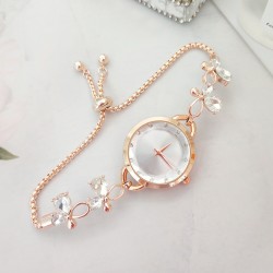( green) belt diamond hollow bow lady watch Pull-out Bracelets woman watch-fac..