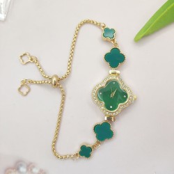 ( green) clover diamond lady watch samll high woman student watch