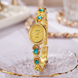 (Gold) lady watch woman watch-face retro samll student high Bracelets wrist-wa..