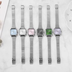 ( Black face)square Alloy belt woman style watch brief samll dial woman studen..