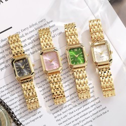 ( Black face)retro square lady watchns steel belt samll quartz watch-face brie..
