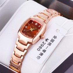 (Coffee  Women style)lady watch gold night-luminous Waterproof steel belt fash..