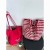 ( blue)summer Stripe canvas  Koreains wind bag student high capacity leisure Shoulder bag bag woman