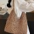 ( Beige)high capacity weave bag woman summer bag all-Purpose shoulder bag