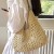 ( Beige)high capacity weave bag woman summer bag all-Purpose shoulder bag