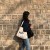 (YF black ; **; Polyester )ins shoulder Word canvas bag wind bag day student canvas bag woman