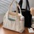 (Rice white )canvas bag woman high capacity brief all-Purpose portable bag Shoulder bag