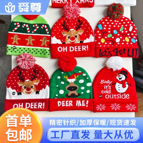 (   )new christmas hat beltD Winter warm woolen Jacquard knitting christmas