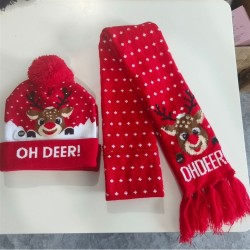 (    Suit )knitting christmas hat set beltD new day deer Jacquard woolen