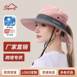 ( red ) Outdoor travel Sandy beach Bucket hat summer big sun hat sunscreen