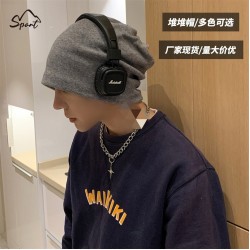 ( black) spring autumn bag head pure color man Double layer hedging knitting w..