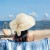 (D  Khaki khaki) straw hat lady big sunscreen foldable bow Sandy beach ultraviolet-proof