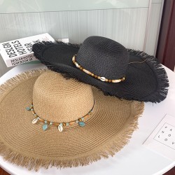 ( Beige)summer sunscreen big straw hat woman all-Purpose sun hat ultraviolet-p..