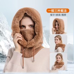 ( black)Autumn and Winter style velvet woman Outdoor head warm surface thick
