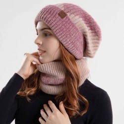 (  black ) Winter double color hat woman velvet two knitting thick warm woolen