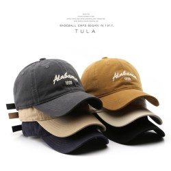 ( Navy blue)Korean style day retro woman cotton Word embroidery cap Outdoor man sunscreen Shade baseball cap