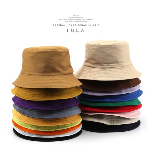 ( blue  black )day woman spring autumn fashion personality Double surface pure color Bucket hat Outdoor sunscreen Shade sun hat h
