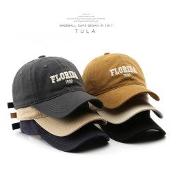 ( Navy blue)day retro woman spring autumn cotton Word embroidery cap Outdoor man sunscreen Shade baseball cap