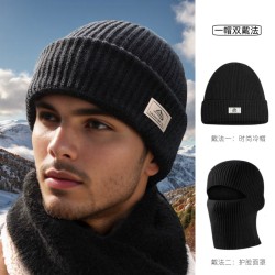 ( Navy blue)Winter hat knitting woolen head surface warm handmade wind