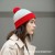 ( red+ white  stripe) christmas hat Stripe knitting blue patchwork woolen knitting knitting