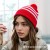 ( red+ white  stripe) christmas hat Stripe knitting blue patchwork woolen knitting knitting